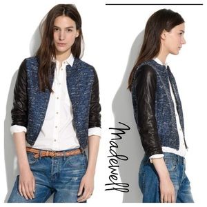MADEWELL SHIMMERWEAVE BOMBER JACKET LEATHER XS